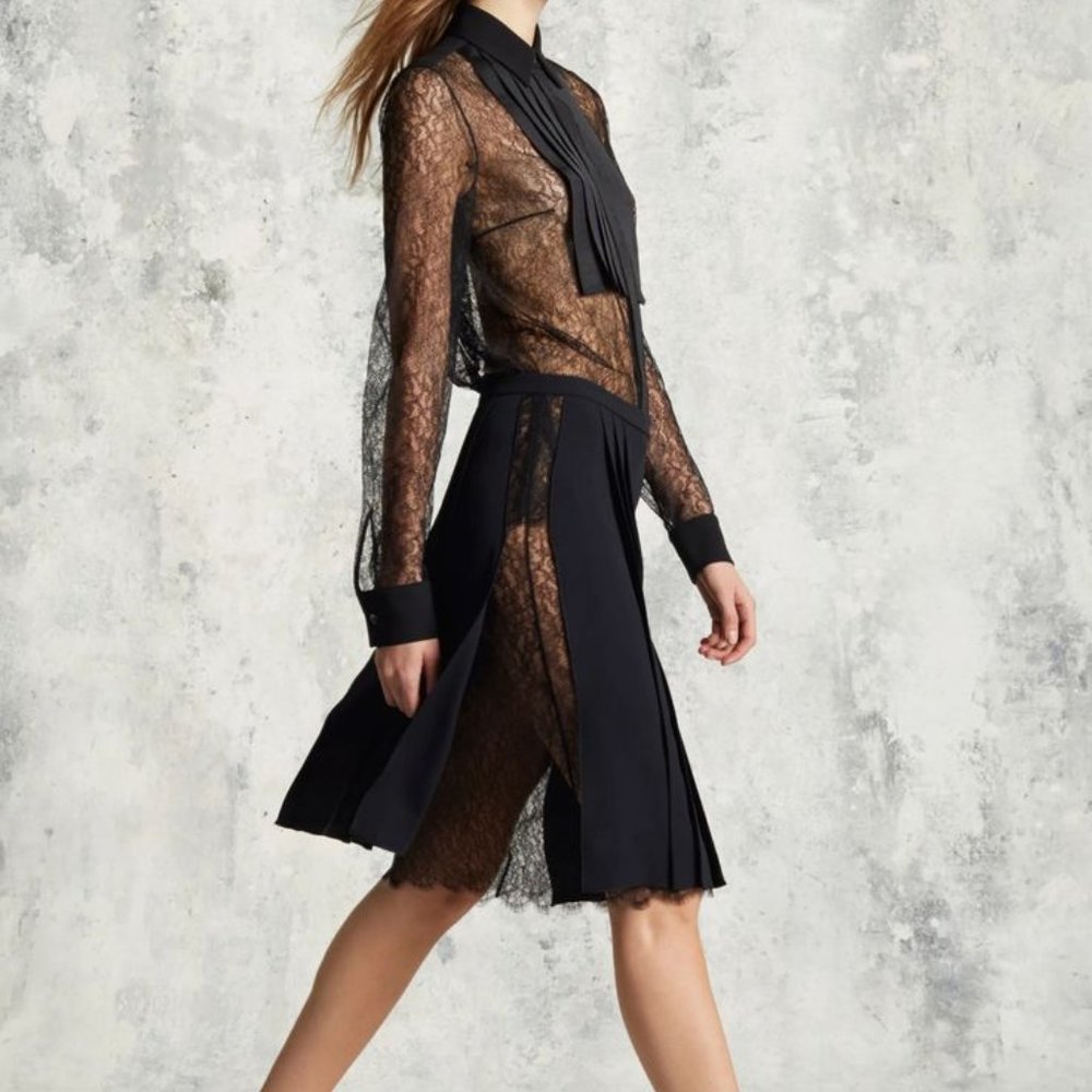 Michael Kors Collection Silk Lace Skirt with Sheer Sides US 4